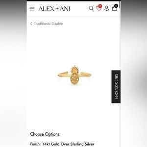 NEW Alex and Ani Pineapple Adjustable Ring 14K Gold Over Sterling Silver